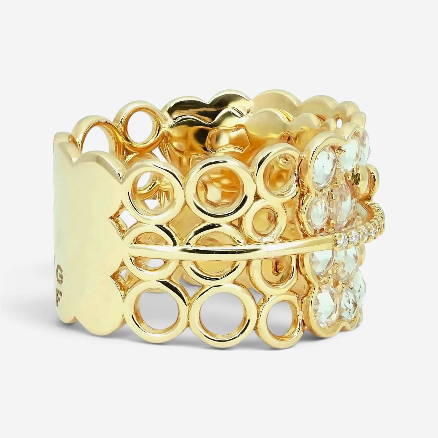 Giovanni Ferraris 18K Yellow Gold White Sapphire & Diamond Ring Sz. 7.25 AN1800B