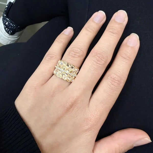 Giovanni Ferraris 18K Yellow Gold White Sapphire & Diamond Ring Sz. 7.25 AN1800B