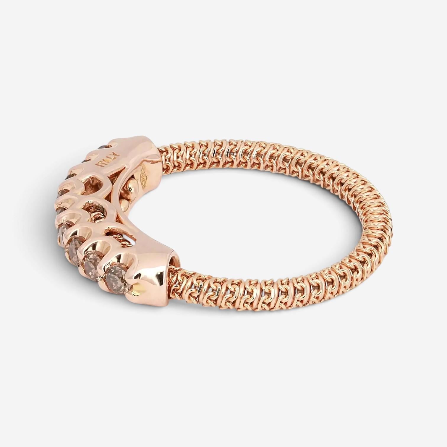 Giovanni Ferraris 18K Rose Gold & Titanium Brown Diamond Spring Ring Sz. 5.5 AN1