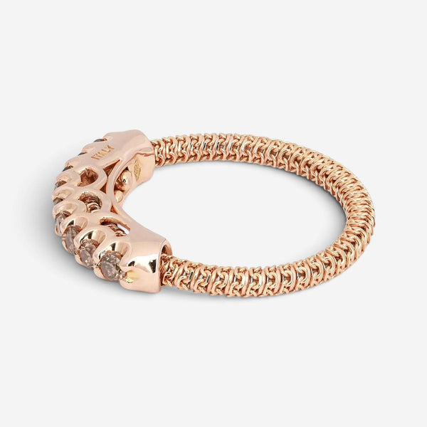 Giovanni Ferraris 18K Rose Gold & Titanium Brown Diamond Spring Ring Sz. 5.5 AN1