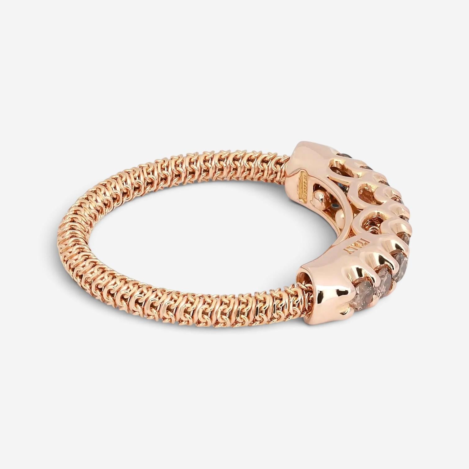 Giovanni Ferraris 18K Rose Gold & Titanium Brown Diamond Spring Ring Sz. 5.5 AN1