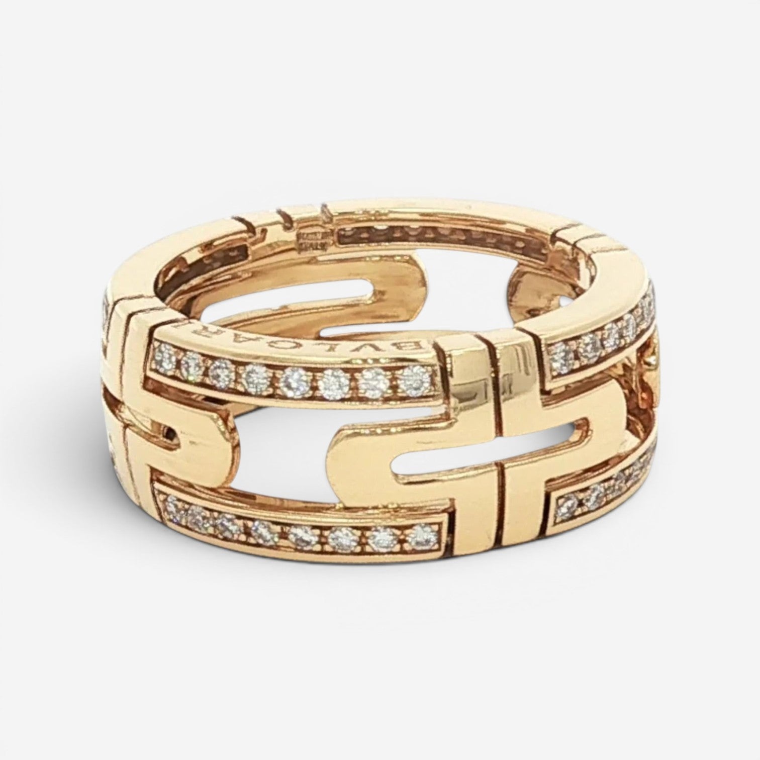 Bulgari Parentesi 18K Yellow Gold Diamond Small Band Ring Sz. 5.75 AN854231