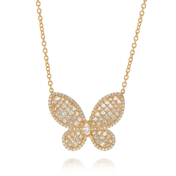Tresorra 18K Yellow Gold, Diamond 1.73ct. tw. Butterfly Pendant Necklace ANK-16460-1-Y