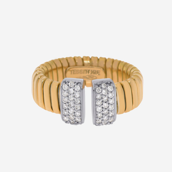Tessitore Tubogas 18K Yellow Gold, Diamond Flexible Ring