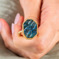 Amáli One of a Kind 18K Yellow Gold Labradorite Statement Ring Sz. 7 R-2726-LAB