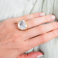 Amáli One of a Kind 18K Yellow Gold Rock Crystal Statement Ring Sz. 7.75 R-2524
