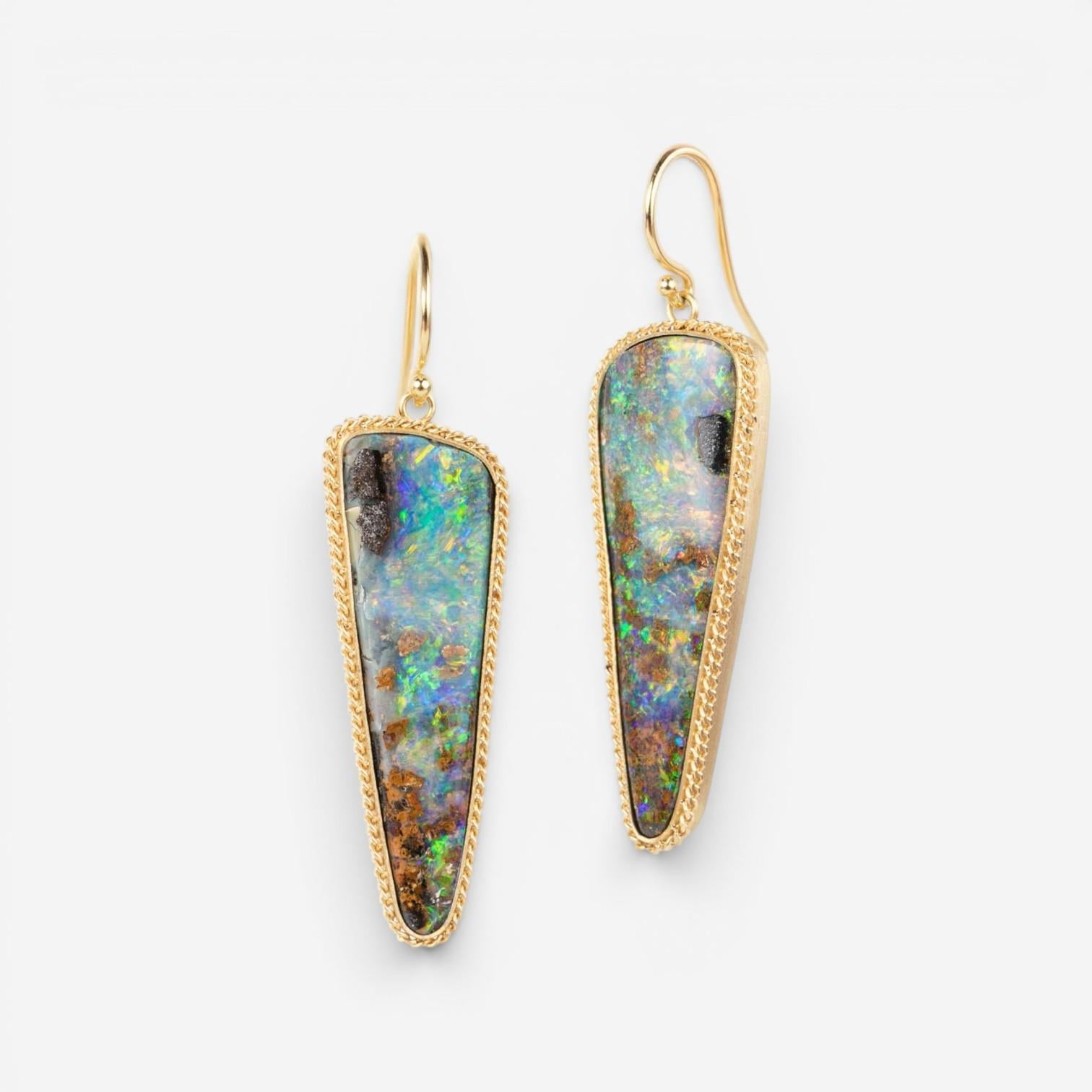Amáli One of a Kind 18K Yellow Gold Boulder Opal Drop Earrings E-2617-BOP