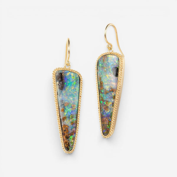 Amáli One of a Kind 18K Yellow Gold Boulder Opal Drop Earrings E-2617-BOP
