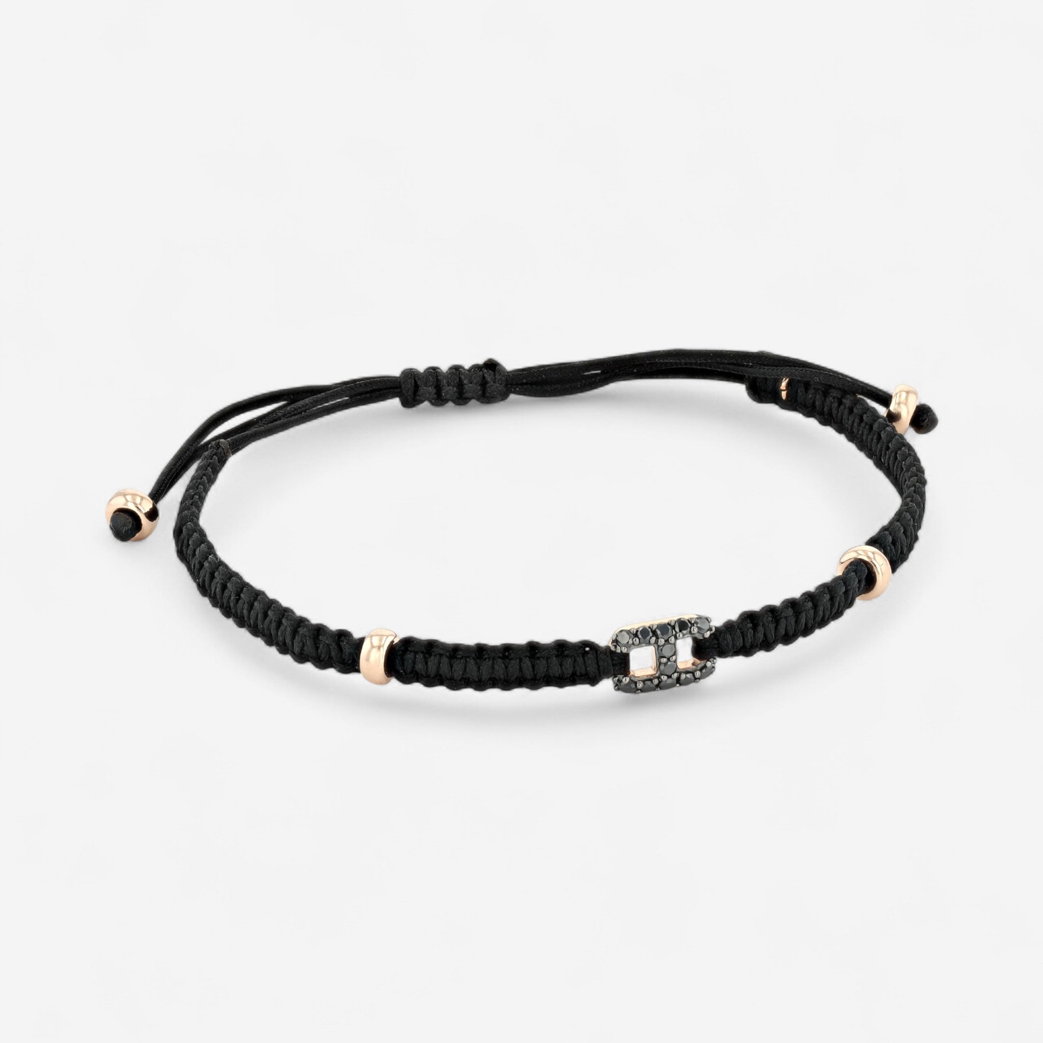 Alberto Milani 18K Rose Gold Black Diamond Cord Bracelet B0065E