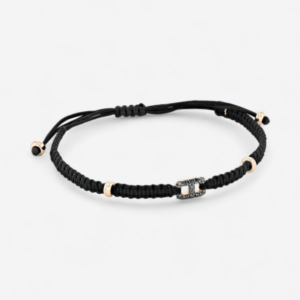 Alberto Milani 18K Rose Gold Black Diamond Cord Bracelet B0065E