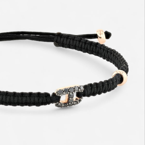 Alberto Milani 18K Rose Gold Black Diamond Cord Bracelet B0065E
