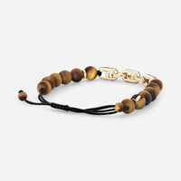 Alberto Milani 18K Yellow Gold Brown Diamond & Tiger Eye Cord Bracelet B0073E