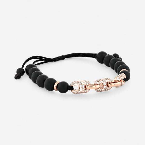 Alberto Milani 18K Rose Gold Diamond & Onyx Cord Bracelet B0076E