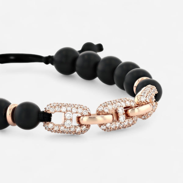 Alberto Milani 18K Rose Gold Diamond & Onyx Cord Bracelet B0076E
