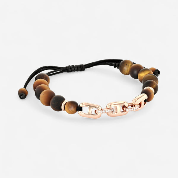 Alberto Milani 18K Rose Gold Diamond & Tiger Eye Cord Bracelet B0078E