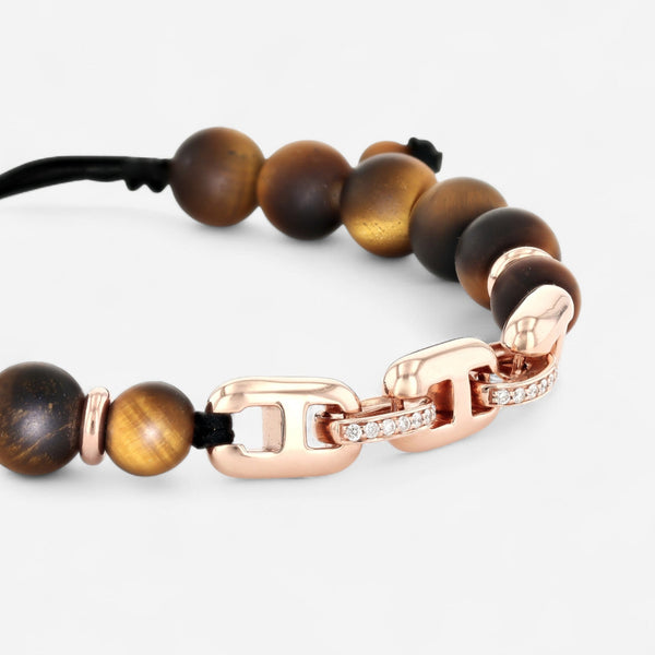Alberto Milani 18K Rose Gold Diamond & Tiger Eye Cord Bracelet B0078E