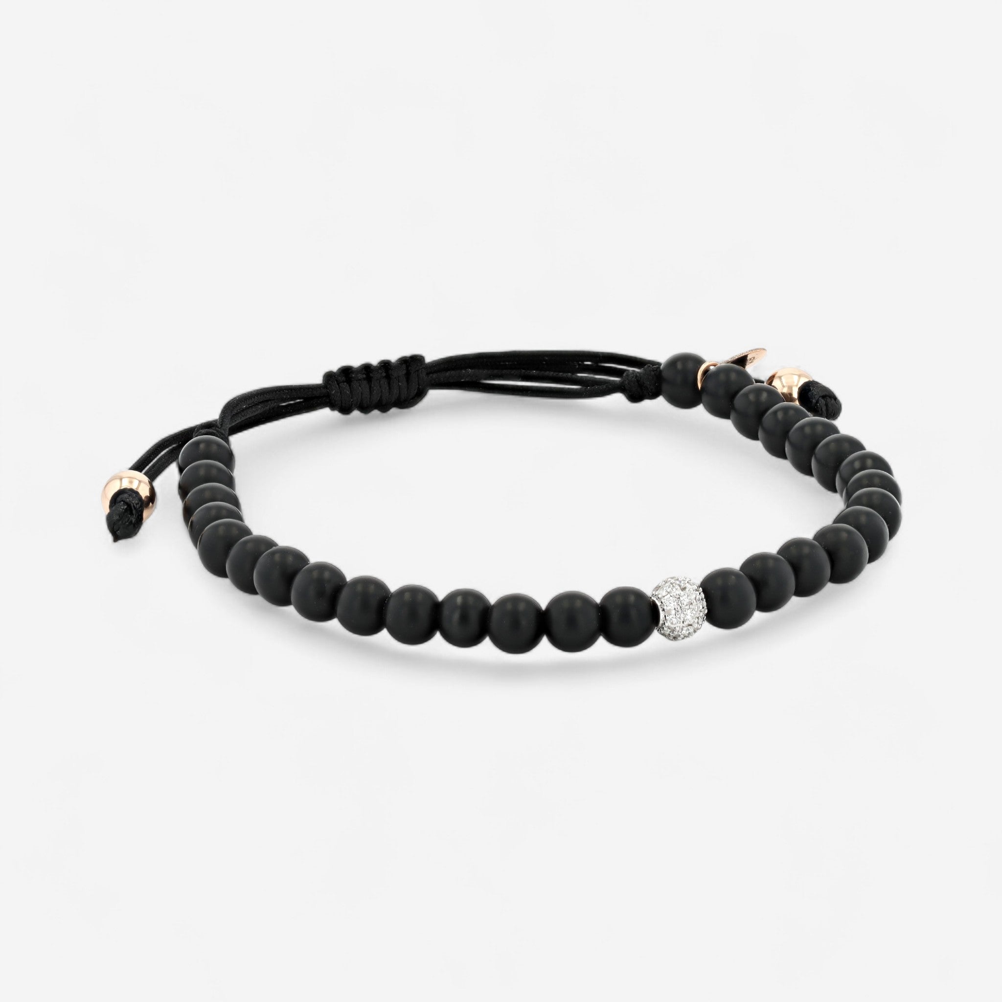 Alberto Milani 18K White Gold Diamond & Onyx Cord Bracelet B0082E