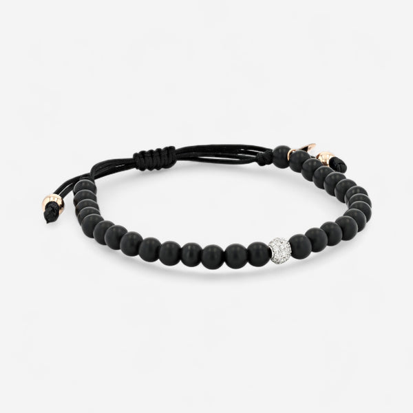Alberto Milani 18K White Gold Diamond & Onyx Cord Bracelet B0082E
