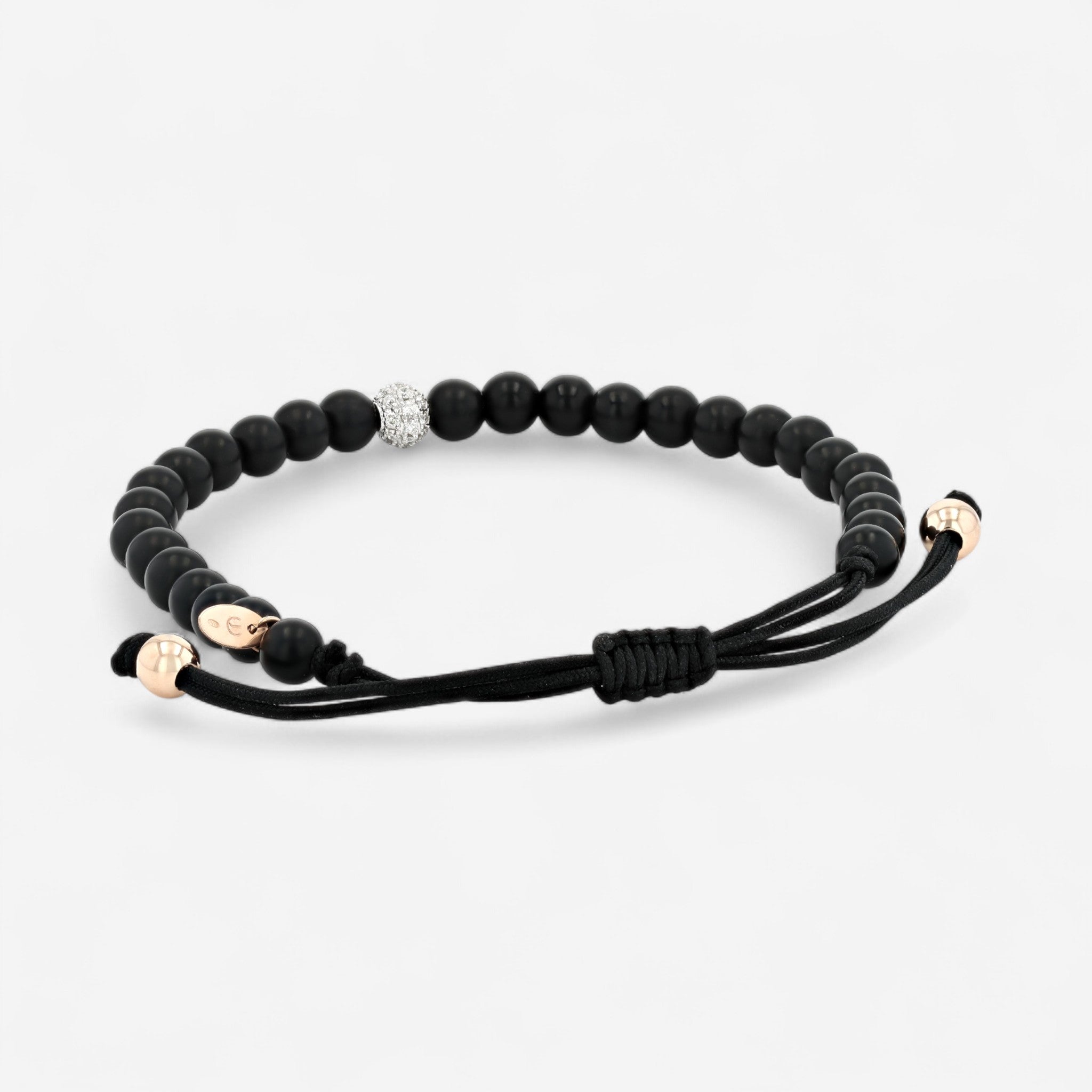 Alberto Milani 18K White Gold Diamond & Onyx Cord Bracelet B0082E