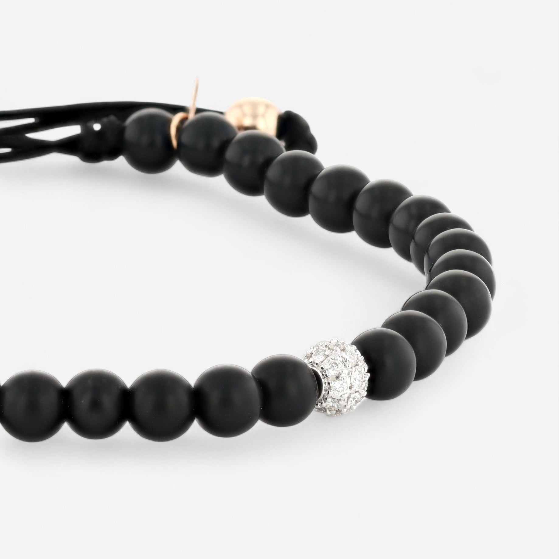 Alberto Milani 18K White Gold Diamond & Onyx Cord Bracelet B0082E