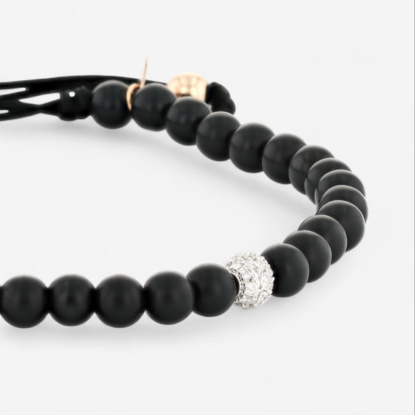 Alberto Milani 18K White Gold Diamond & Onyx Cord Bracelet B0082E