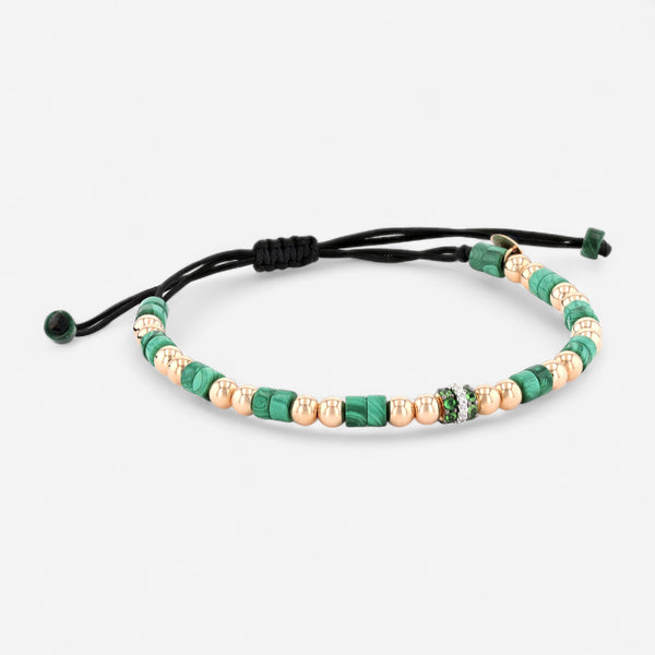 Alberto Milani 18K Rose Gold Diamond & Malachite Cord Bracelet B0094E