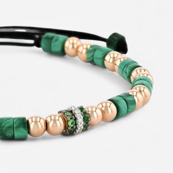 Alberto Milani 18K Rose Gold Diamond & Malachite Cord Bracelet B0094E