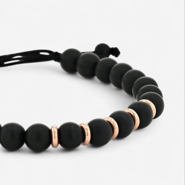 Alberto Milani 18K Rose Gold Onyx Cord Bracelet B0097E
