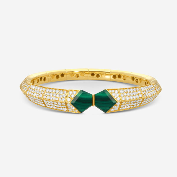 Crivelli 18K Yellow Gold Diamond & Malachite Bangle Bracelet B0244E