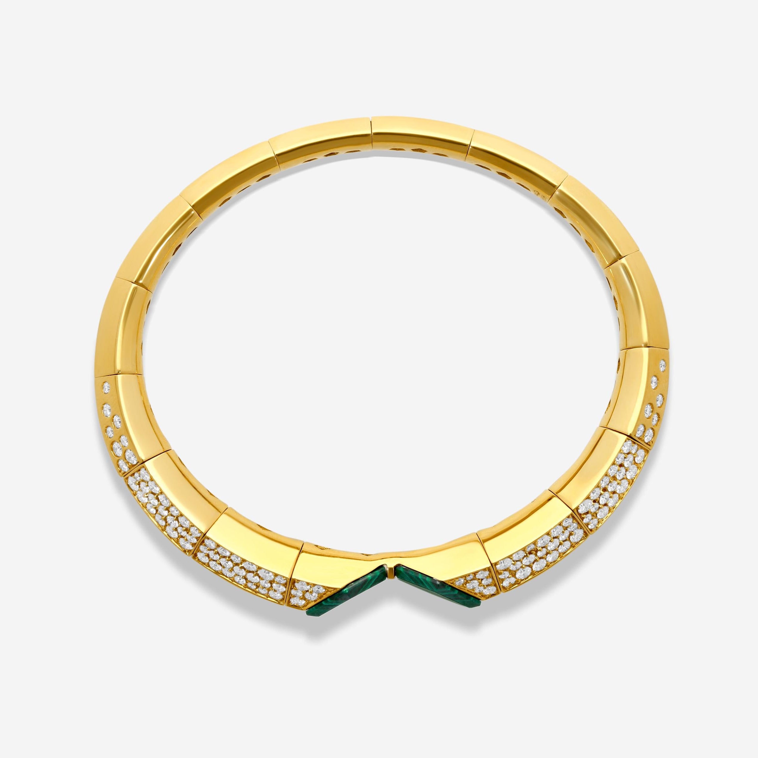 Crivelli 18K Yellow Gold Diamond & Malachite Bangle Bracelet B0244E