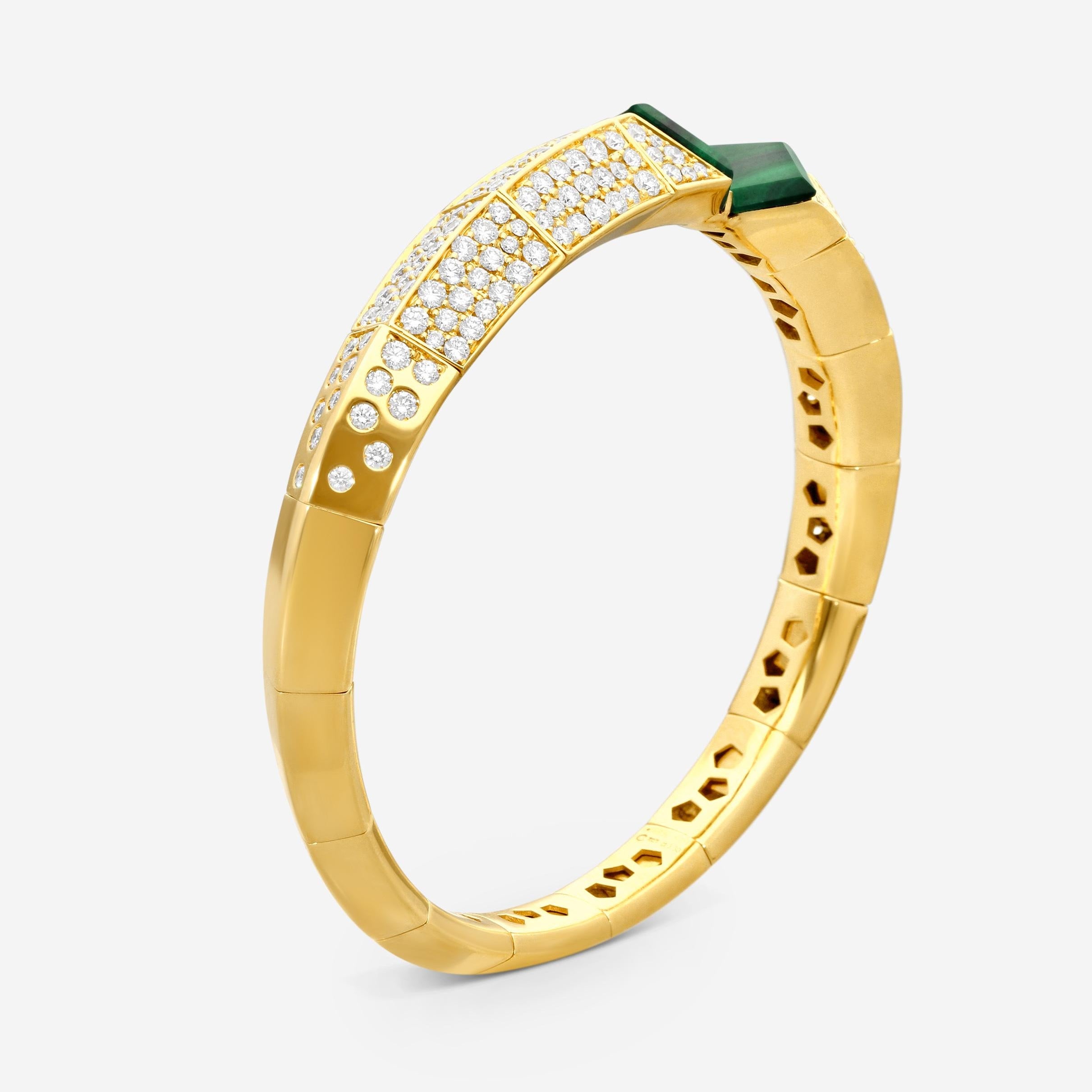 Crivelli 18K Yellow Gold Diamond & Malachite Bangle Bracelet B0244E