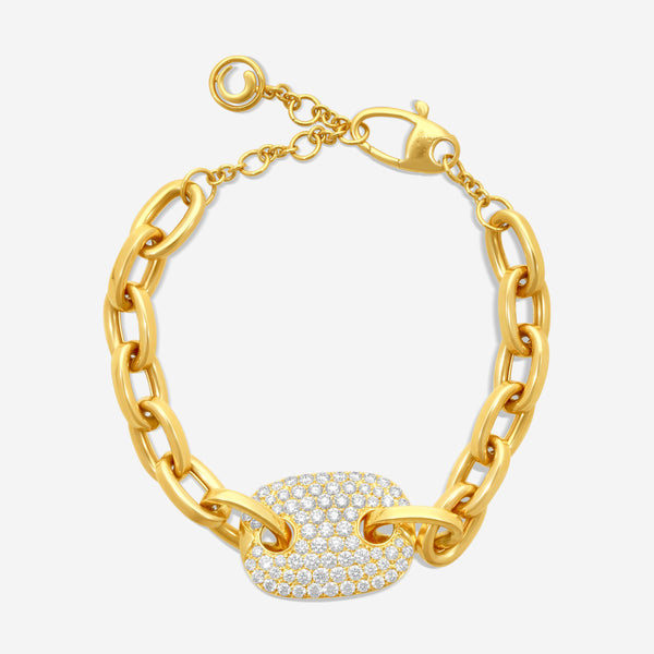 Crivelli 18K Yellow Gold Diamond Pavé Link Bracelet B0245E-7