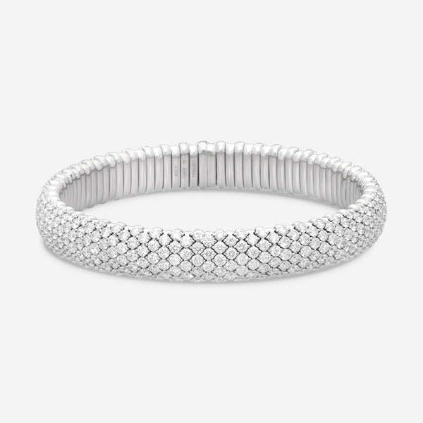 Crivelli 18K White Gold Diamond 5-Row Stretchable Bangle Bracelet B0313E-6.5
