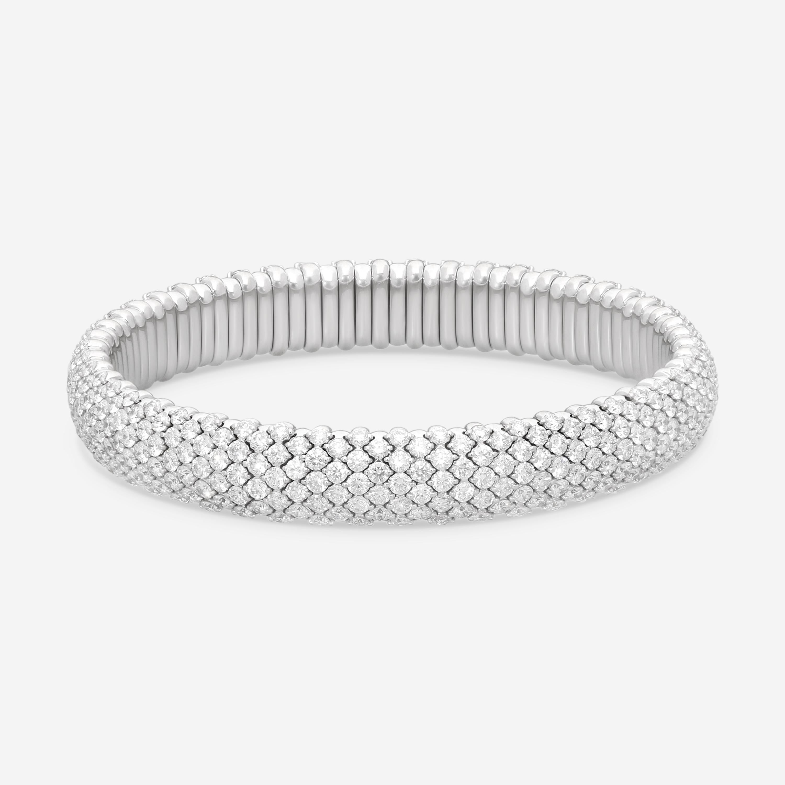 Crivelli 18K White Gold Diamond 5-Row Stretchable Bangle Bracelet B0313E-6.5