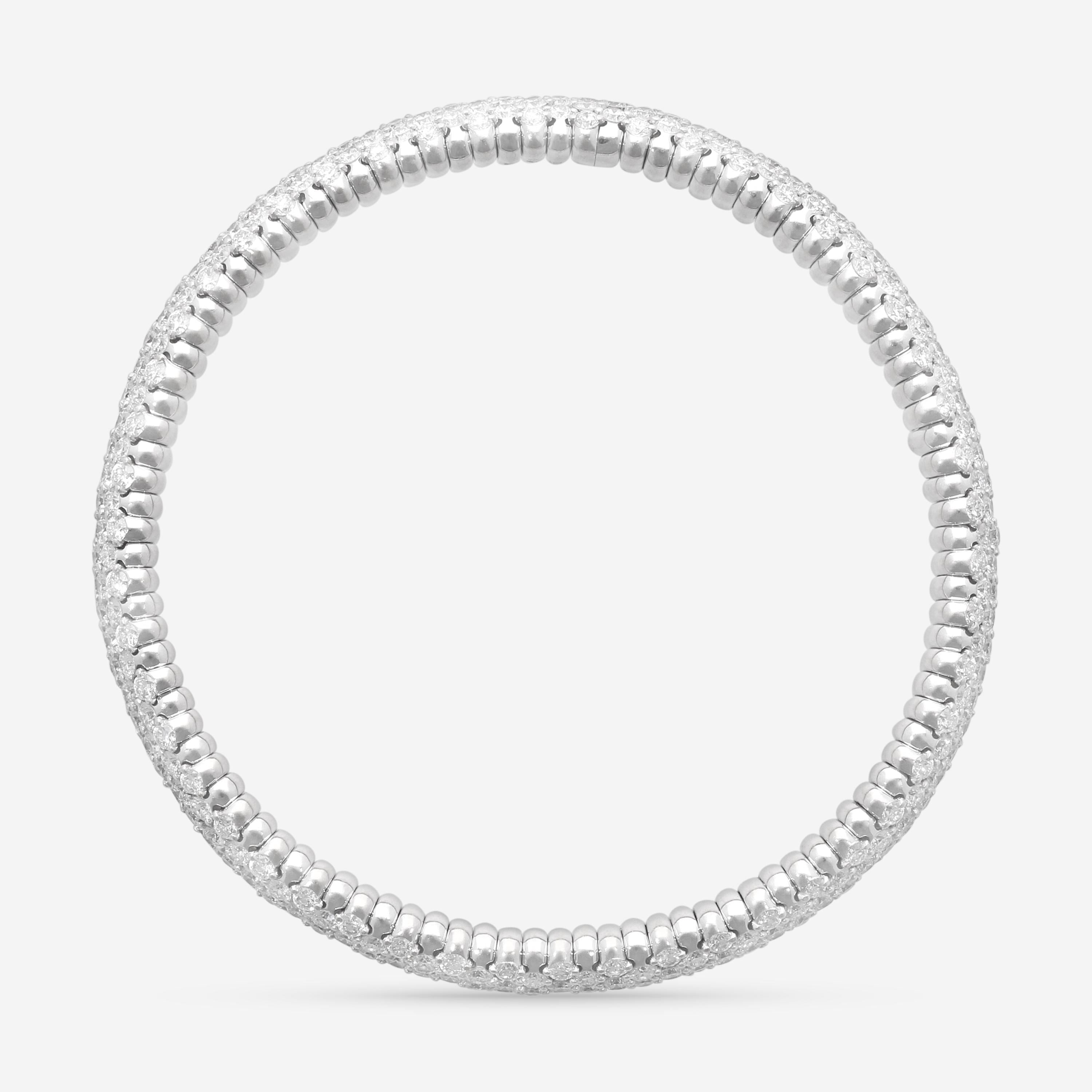 Crivelli 18K White Gold Diamond 5-Row Stretchable Bangle Bracelet B0313E-6.5