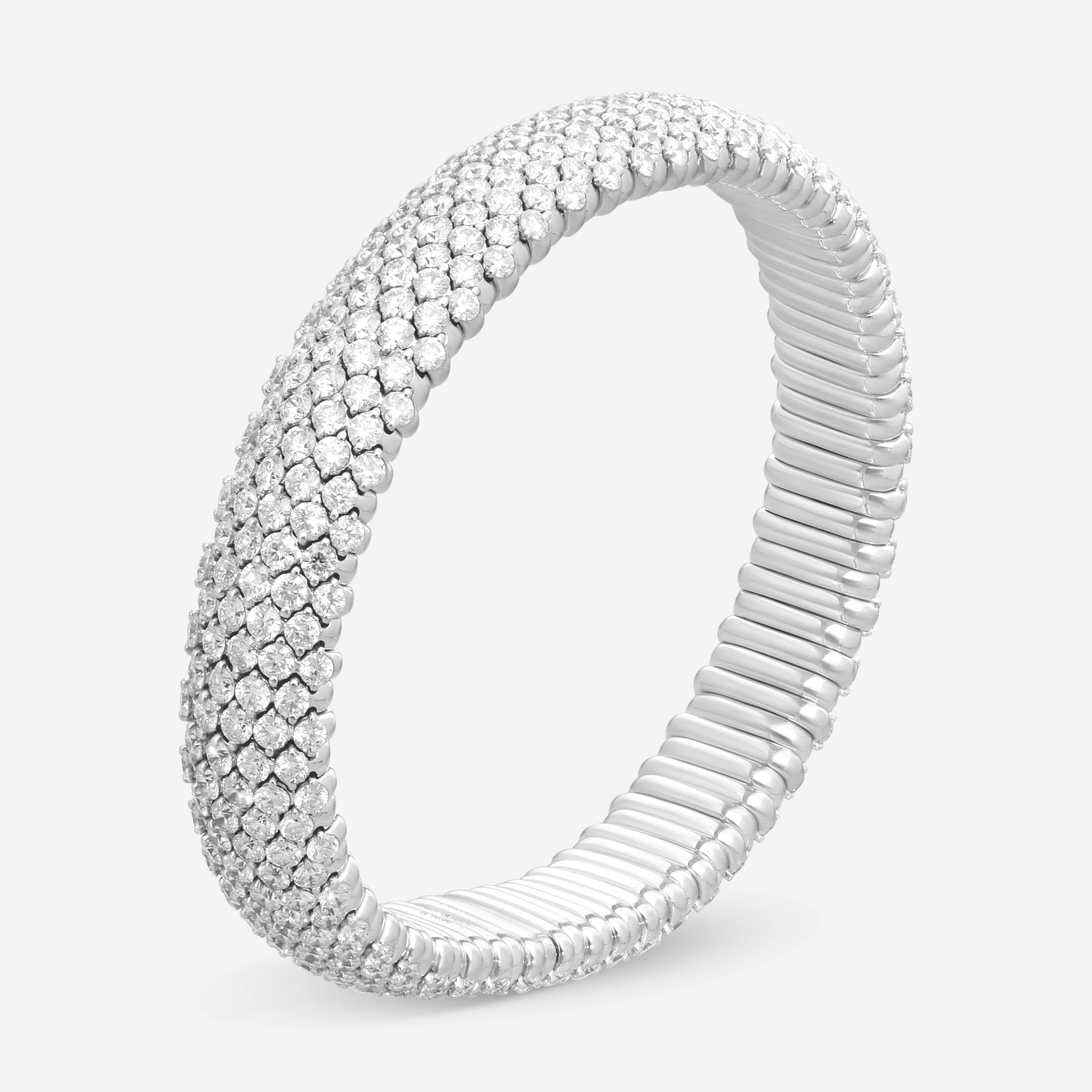 Crivelli 18K White Gold Diamond 5-Row Stretchable Bangle Bracelet B0313E-6.5