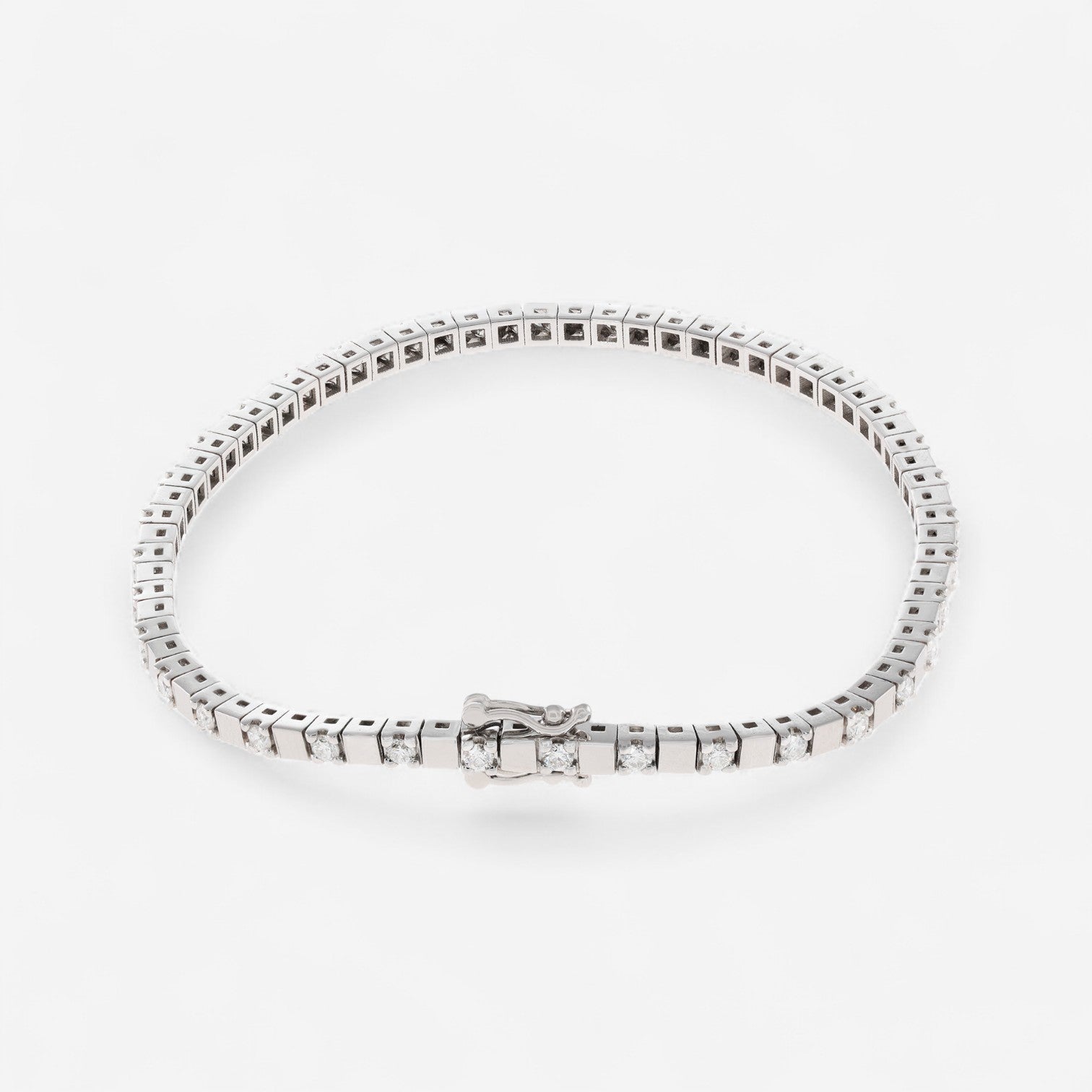 Crivelli 18K White Gold Diamond Alternating Line Tennis Bracelet B0319E-7 - THE SOLIST