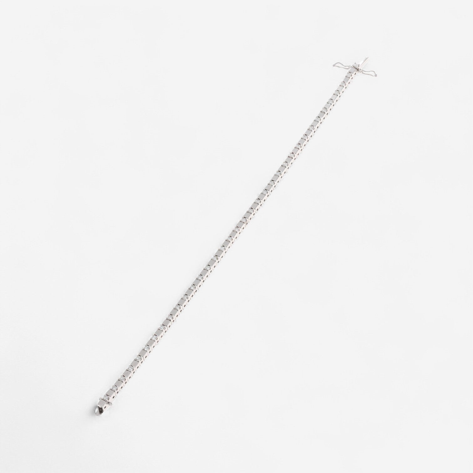 Crivelli 18K White Gold Diamond Alternating Line Tennis Bracelet B0319E-7 - THE SOLIST