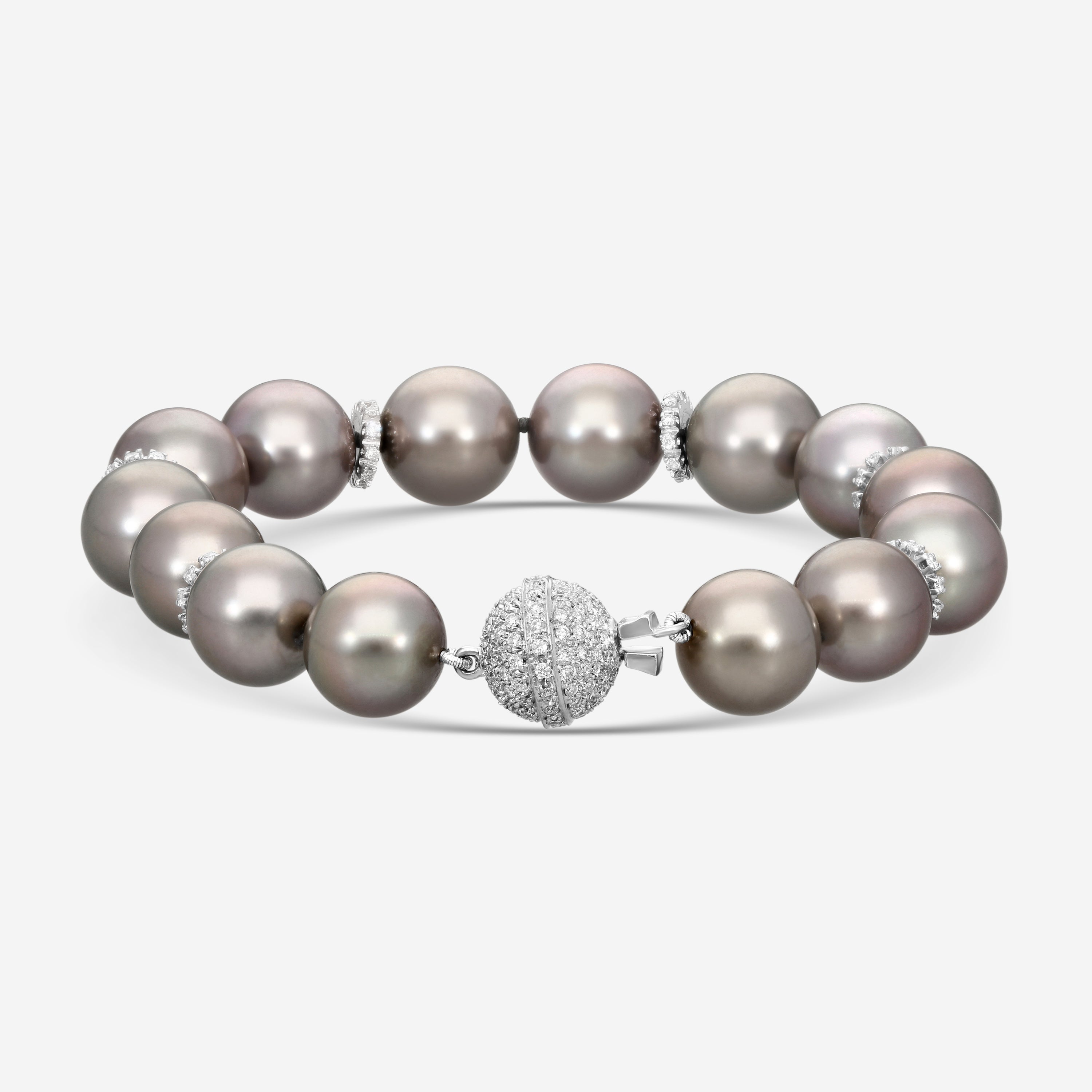 Assael 18K White Gold Diamond & Tahitian Cultured Pearl Beaded Bracelet B1213 - THE SOLIST