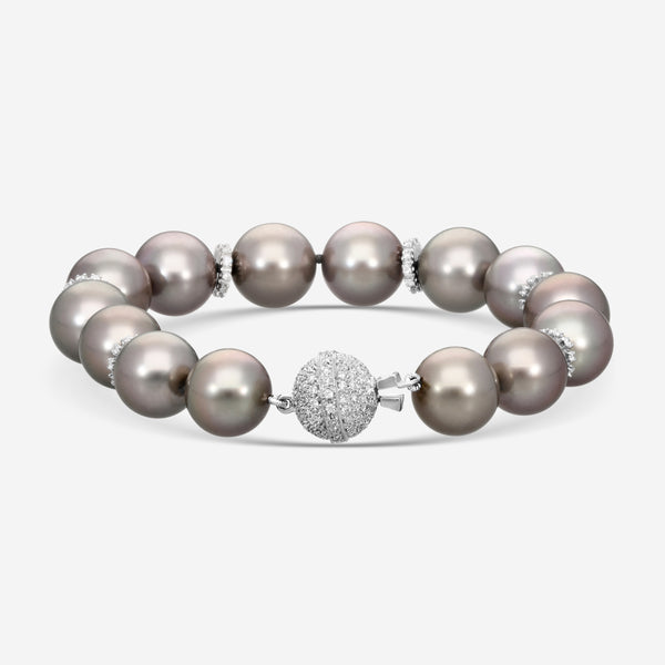 Assael 18K White Gold Diamond & Tahitian Cultured Pearl Beaded Bracelet B1213 - THE SOLIST
