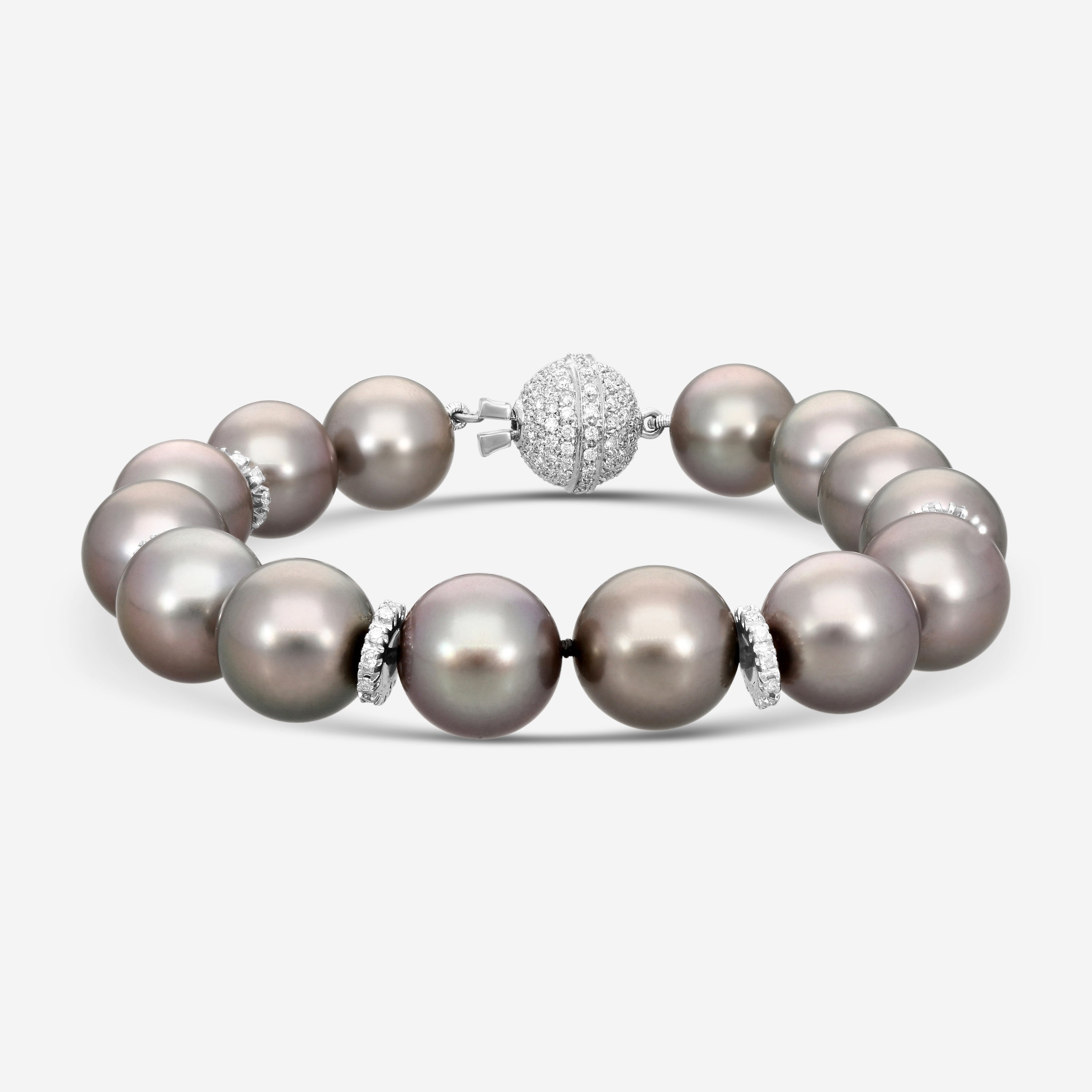 Assael 18K White Gold Diamond & Tahitian Cultured Pearl Beaded Bracelet B1213 - THE SOLIST