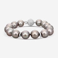 Assael 18K White Gold Diamond & Tahitian Cultured Pearl Beaded Bracelet B1213 - THE SOLIST