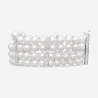 ASSAEL - Japanese Akoya Cultured Pearl Four Row Bracelet; 92 Pearls 6.5 to 7.0mm with an 18K WG Diamond Clasp, Diamonds 0.78ct, 4 18K WG Diamond Dividers 0.90ct - B1481 - THE SOLIST