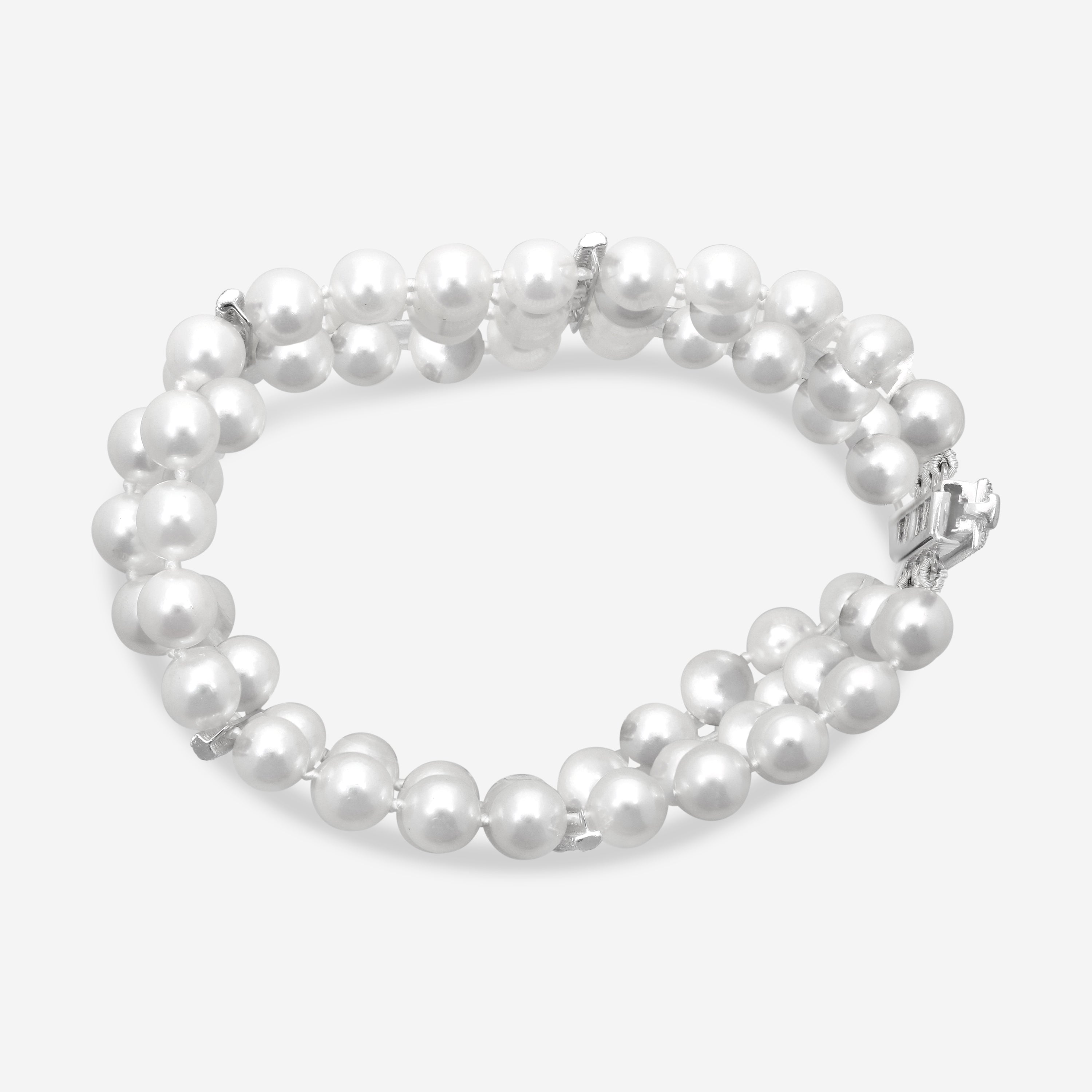 ASSAEL - Japanese Akoya Cultured Pearl Four Row Bracelet; 92 Pearls 6.5 to 7.0mm with an 18K WG Diamond Clasp, Diamonds 0.78ct, 4 18K WG Diamond Dividers 0.90ct - B1481 - THE SOLIST