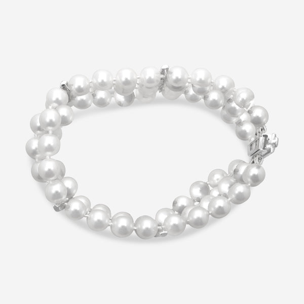 ASSAEL - Japanese Akoya Cultured Pearl Four Row Bracelet; 92 Pearls 6.5 to 7.0mm with an 18K WG Diamond Clasp, Diamonds 0.78ct, 4 18K WG Diamond Dividers 0.90ct - B1481 - THE SOLIST
