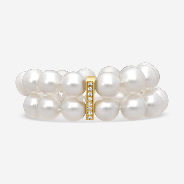 ASSAEL - South Sea Cultured Pearl Diamond Bracelet; 30 Pearls 11.1 x 12.7mm, 24 Diamonds 0.75 cts, 18KY - B1655 - THE SOLIST