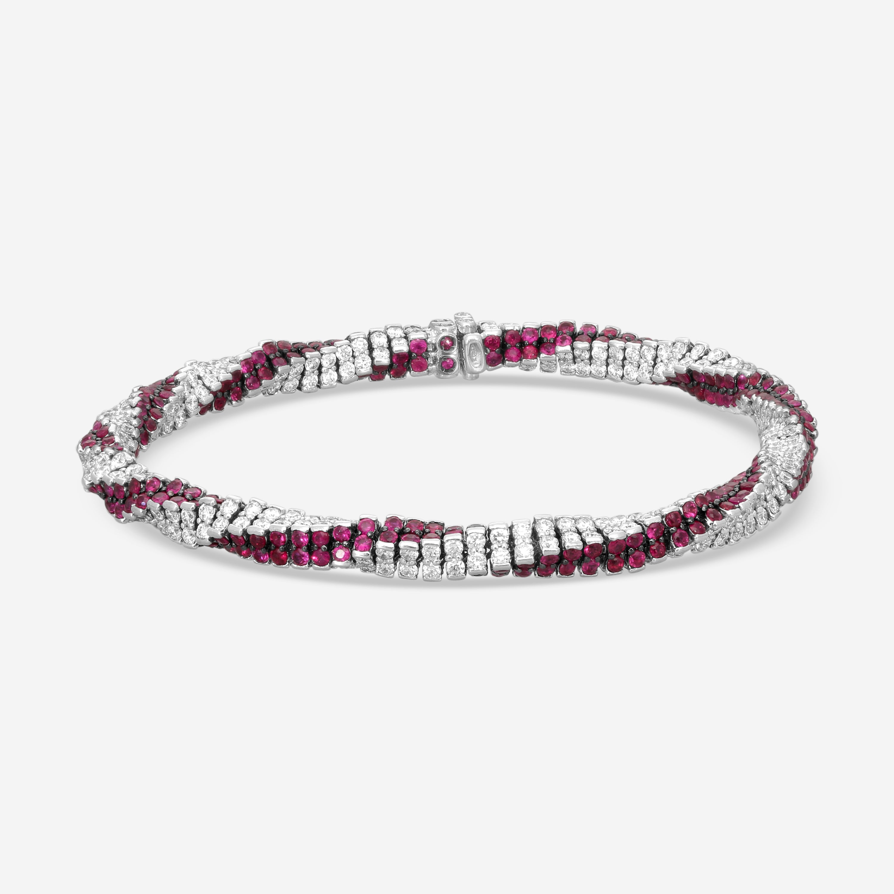 Assael 18K White Gold Diamond & Pink Sapphire Rope Bracelet B1678 - THE SOLIST