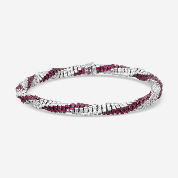 Assael 18K White Gold Diamond & Pink Sapphire Rope Bracelet B1678 - THE SOLIST