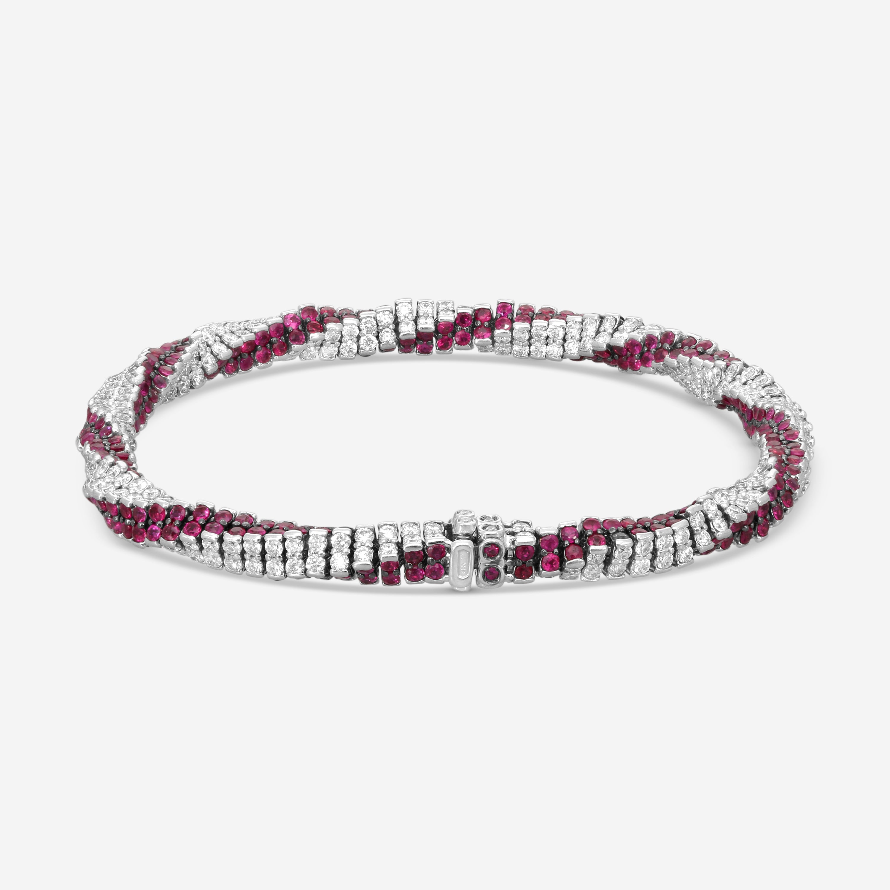 Assael 18K White Gold Diamond & Pink Sapphire Rope Bracelet B1678 - THE SOLIST