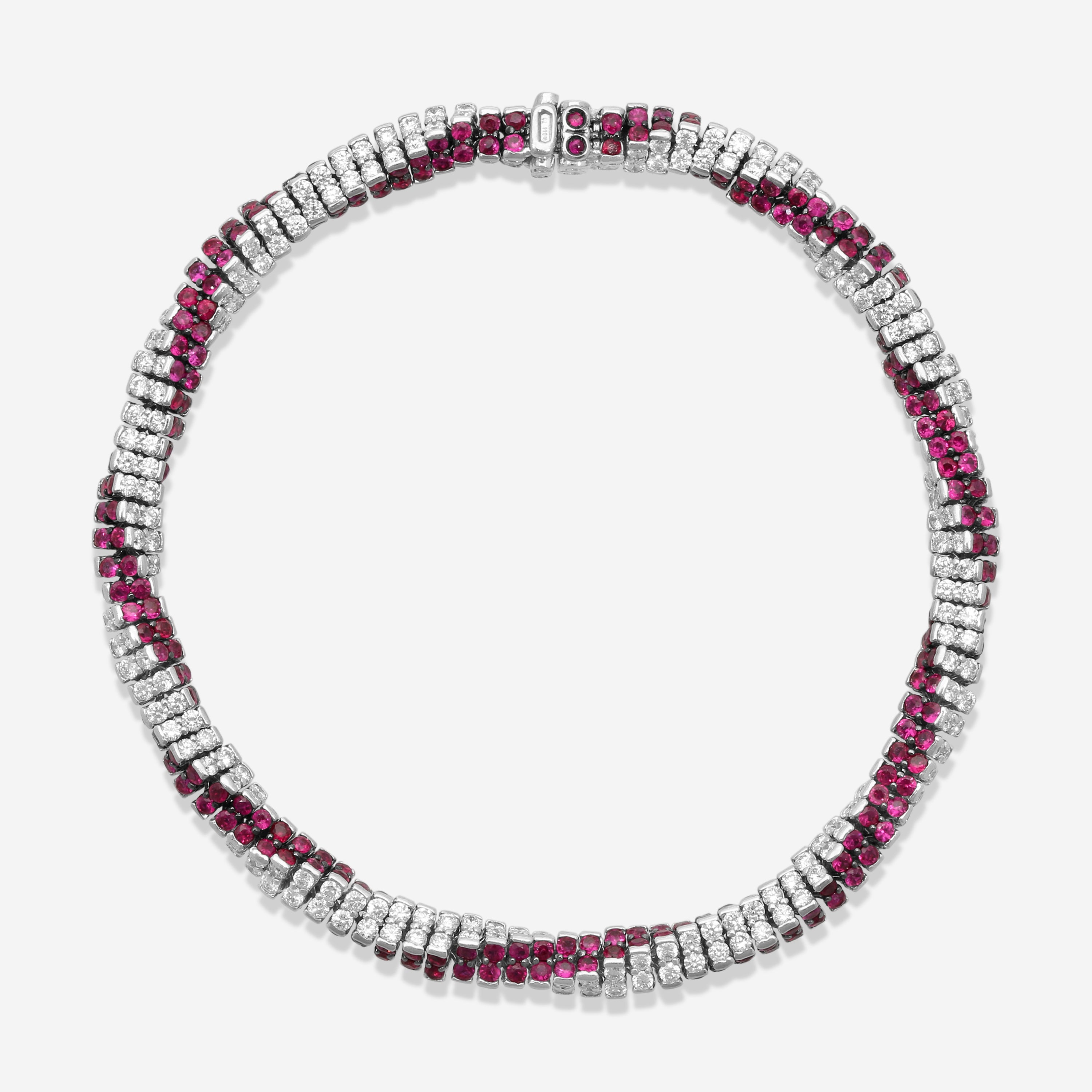 Assael 18K White Gold Diamond & Pink Sapphire Rope Bracelet B1678 - THE SOLIST